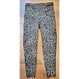 EUC Sweaty Betty Leggings Zero Gravity 7/8 Length Small Cheetah Print Black Gray
